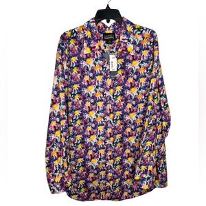 NWT Cremieux Shirt Mens Flip Cuff Button Down Long Sleeve Colorful Print 2XB